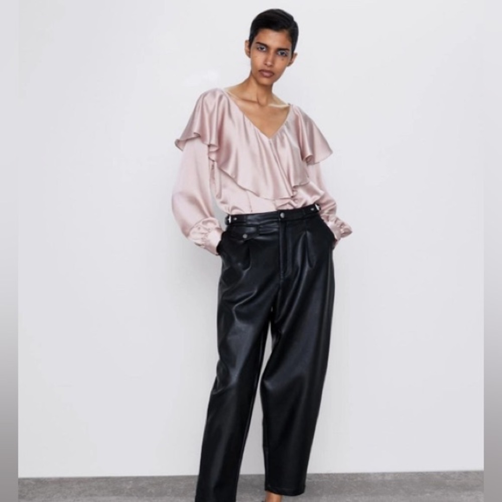 ZARA - NEW Light Pink Silk Blouse